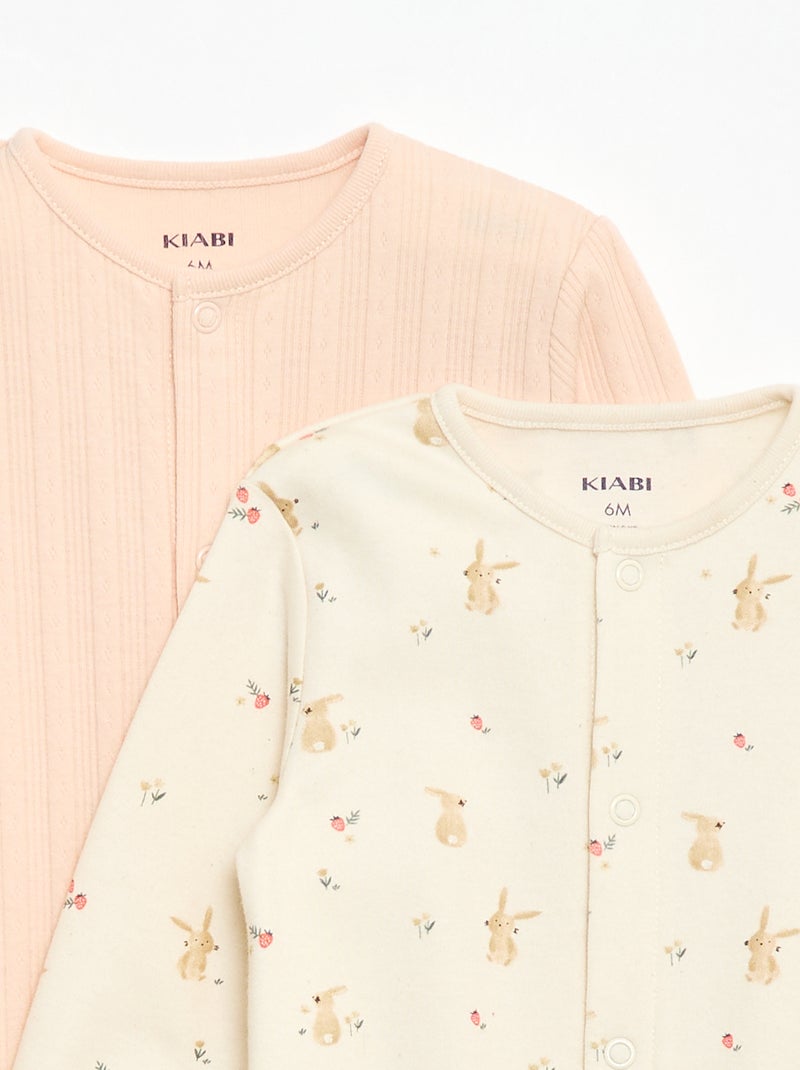 Set pyjama's met voetjes Wit - Kiabi
