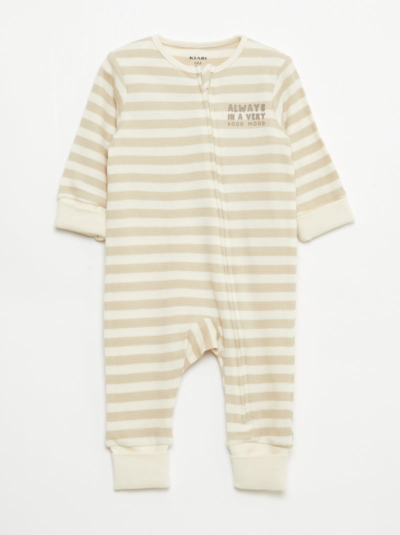 Set rekbare meegroei-body + pyjama van ribtricot Bruin - Kiabi