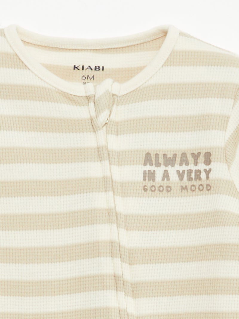Set rekbare meegroei-body + pyjama van ribtricot Bruin - Kiabi