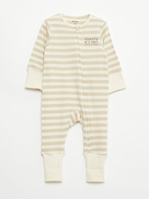 Set rekbare meegroei-body + pyjama van ribtricot - Kiabi