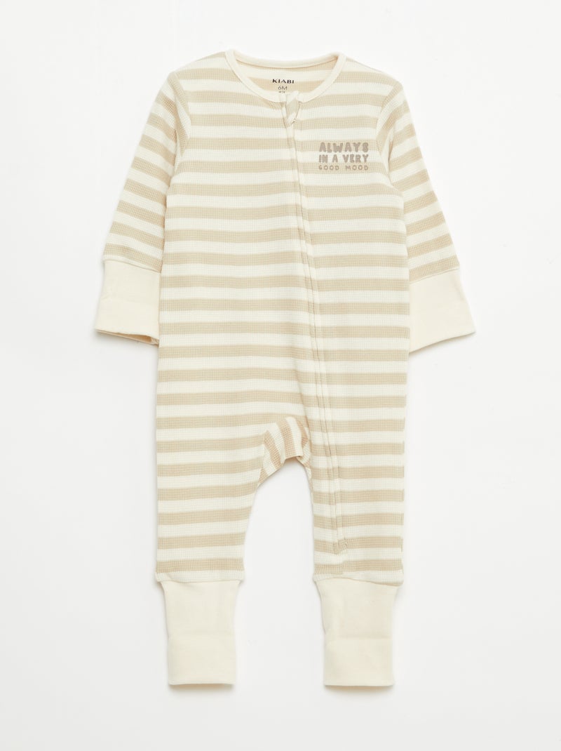 Set rekbare meegroei-body + pyjama van ribtricot Bruin - Kiabi