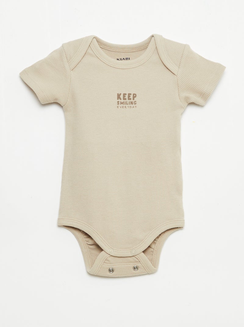 Set rekbare meegroei-body + pyjama van ribtricot Bruin - Kiabi