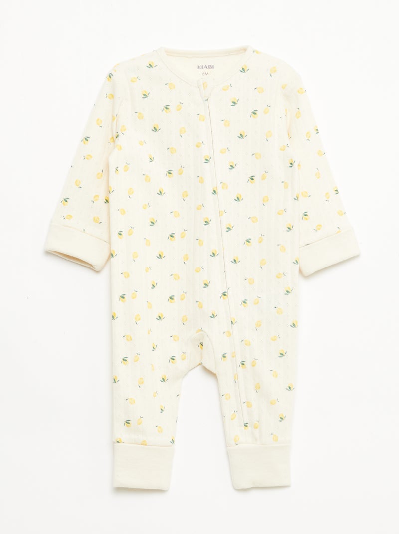 Set rekbare meegroei-body + pyjama van ribtricot Geel - Kiabi
