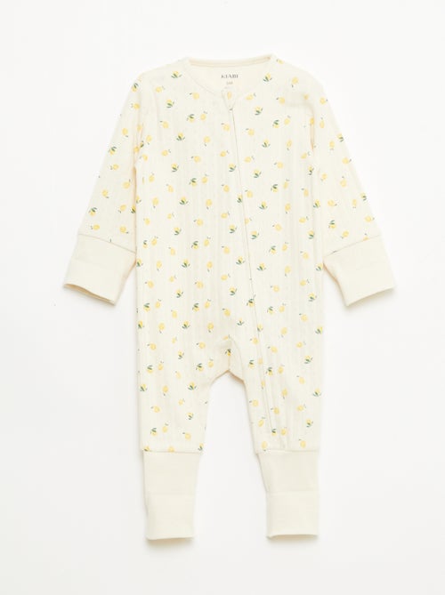 Set rekbare meegroei-body + pyjama van ribtricot - Kiabi