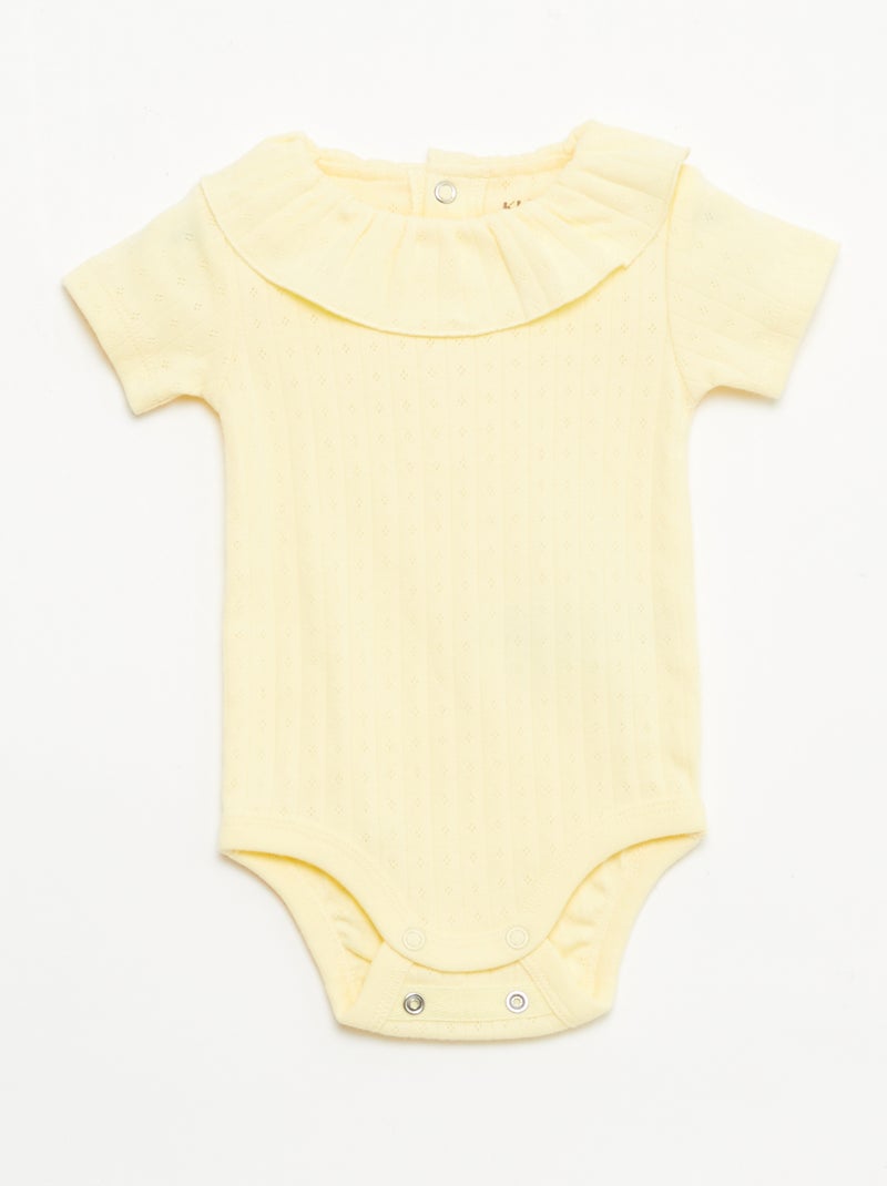 Set rekbare meegroei-body + pyjama van ribtricot Geel - Kiabi