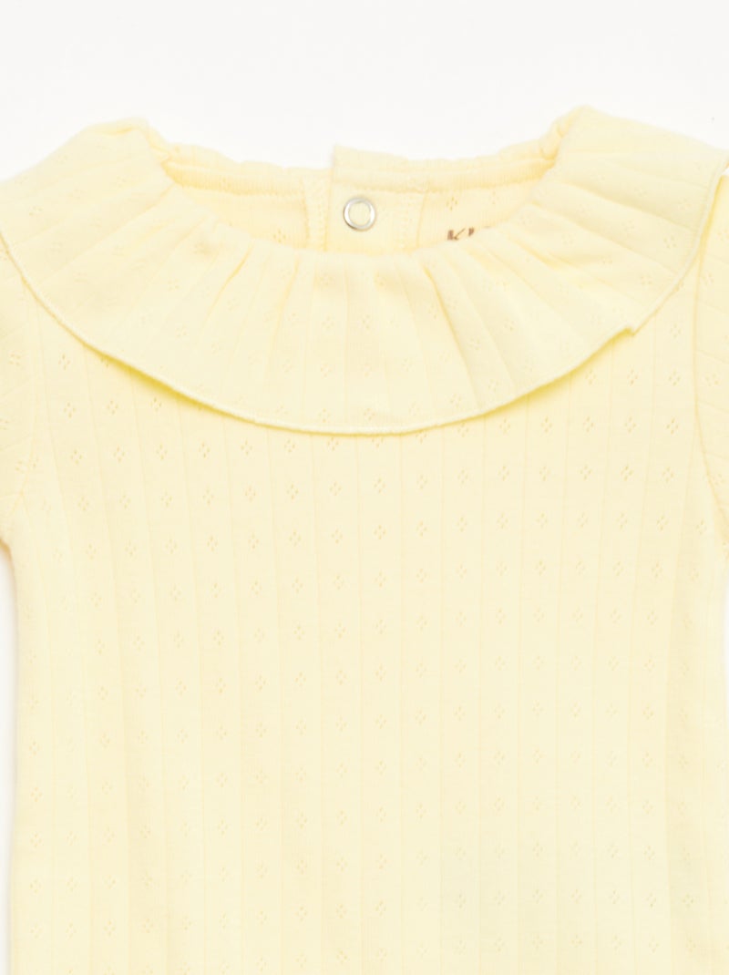 Set rekbare meegroei-body + pyjama van ribtricot Geel - Kiabi