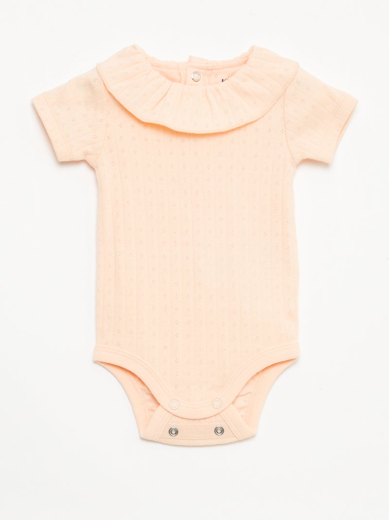 Set rekbare meegroei-body + pyjama van ribtricot Oranje - Kiabi