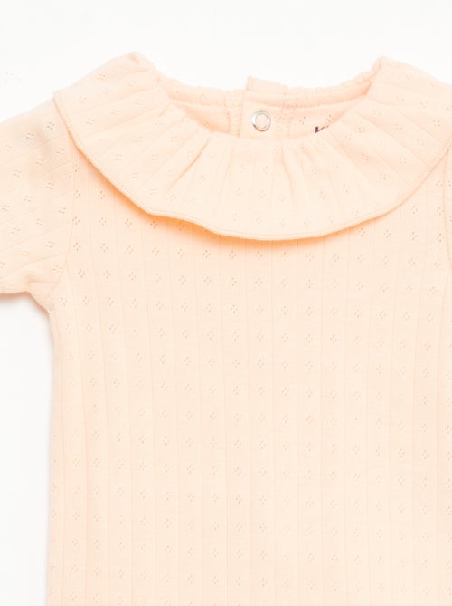 Set rekbare meegroei-body + pyjama van ribtricot - Kiabi