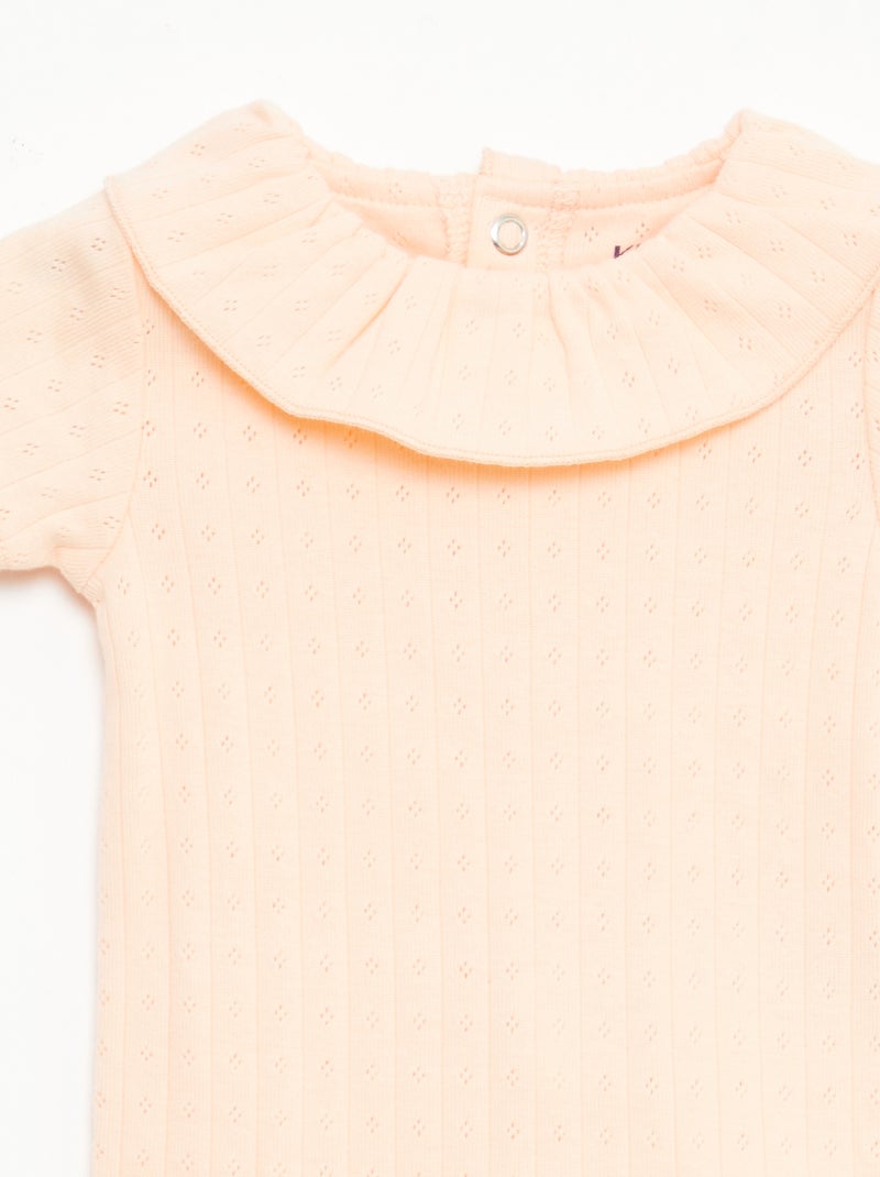 Set rekbare meegroei-body + pyjama van ribtricot Oranje - Kiabi