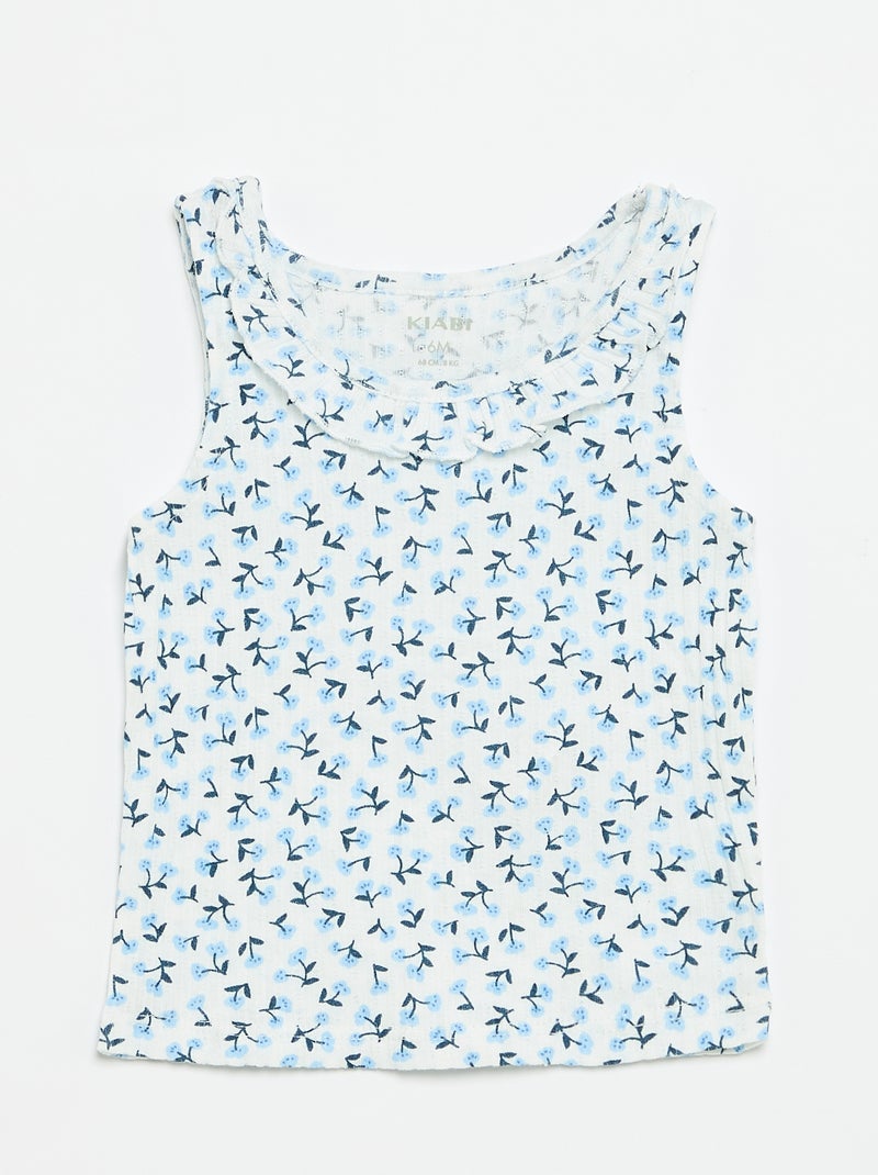 Set short en débardeur van pointelle tricot Blauw - Kiabi