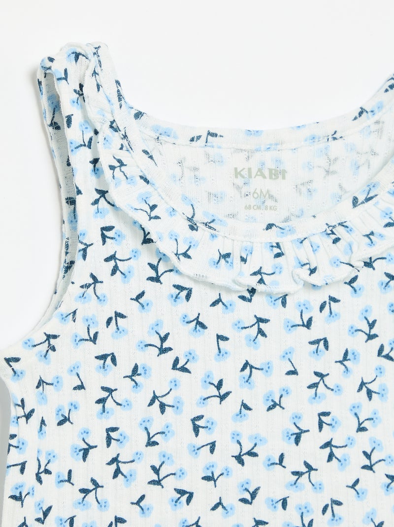 Set short en débardeur van pointelle tricot Blauw - Kiabi