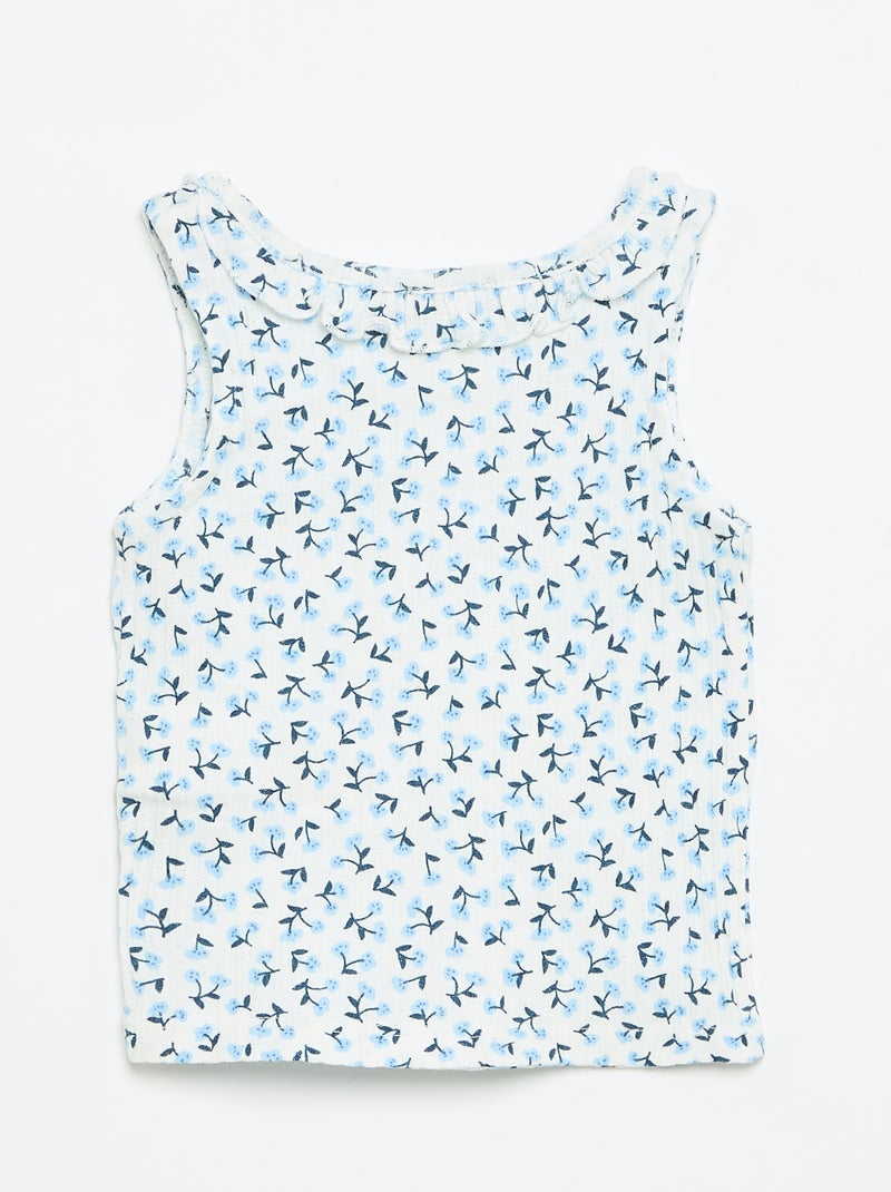 Set short en débardeur van pointelle tricot Blauw - Kiabi