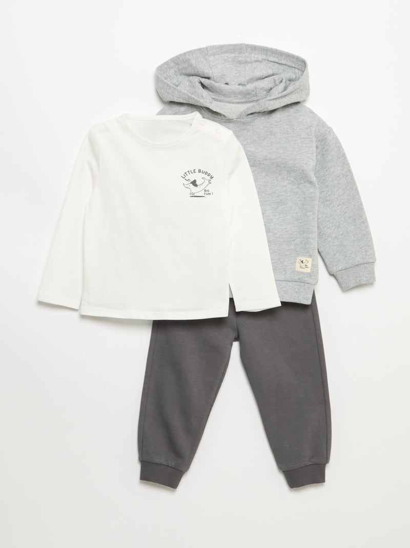 Set sweatshirt + sporttraining + T-shirt - 3-delig Biege - Kiabi