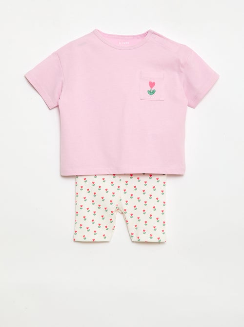 Set T-shirt + geribd fietsbroekje - 2-delig - Kiabi