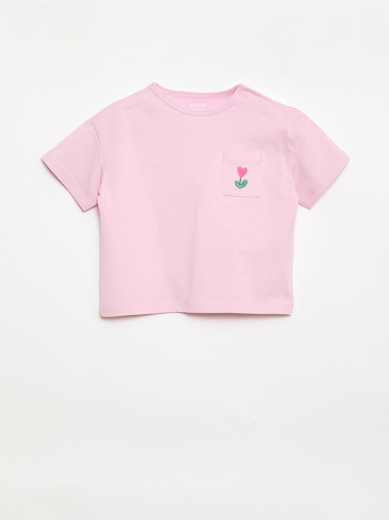 Set T-shirt + geribd fietsbroekje - 2-delig Rose - Kiabi