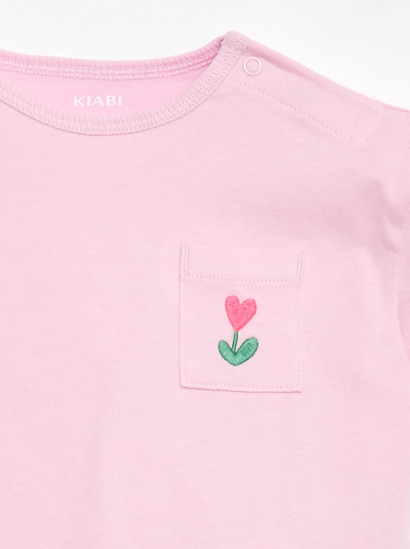 Set T-shirt + geribd fietsbroekje - 2-delig Rose - Kiabi