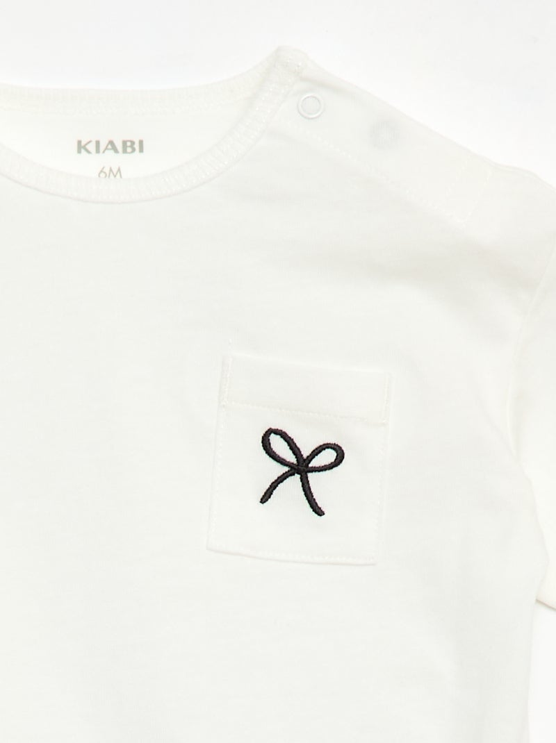 Set T-shirt + geribd fietsbroekje - 2-delig Wit - Kiabi