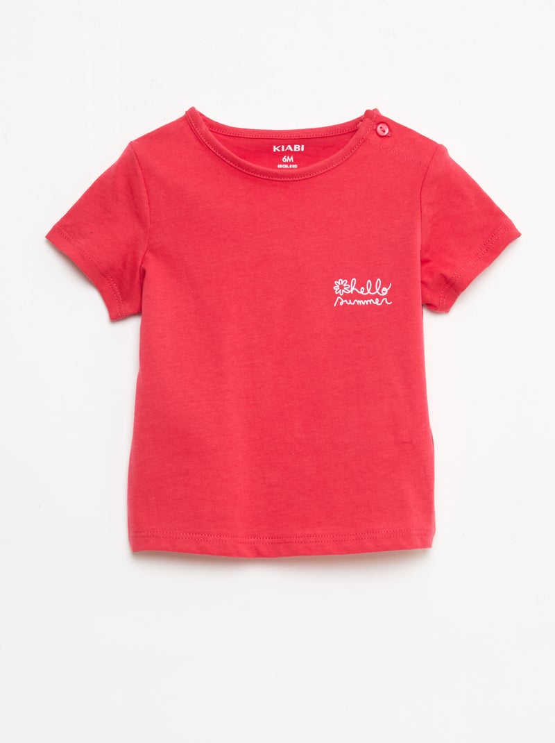 Set T-shirt + short met all-over print Rood - Kiabi