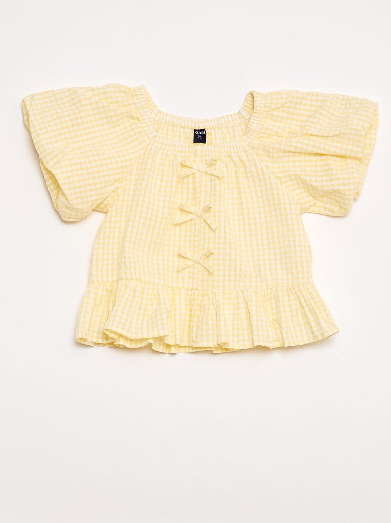 Set top + broek met katoenen details Geel - Kiabi