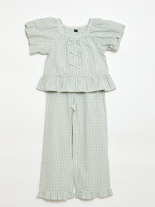 Set top + broek met katoenen details - Kiabi