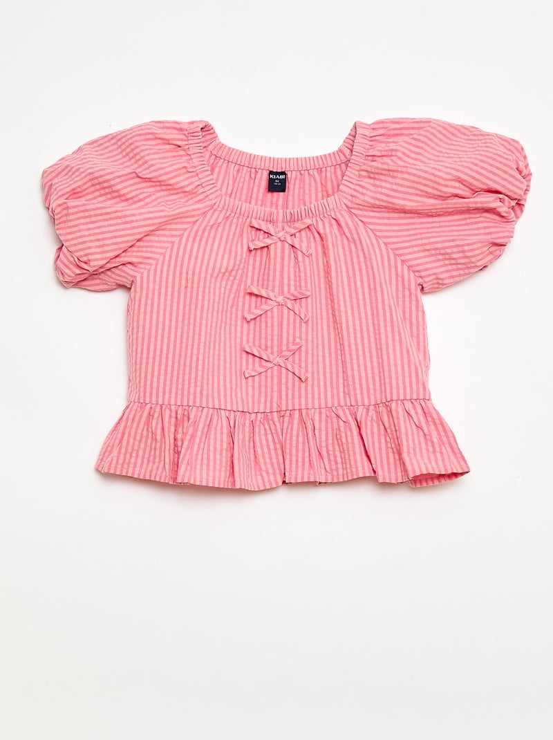 Set top + broek met katoenen details Rose - Kiabi