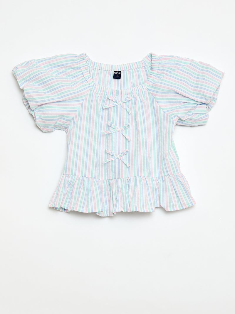 Set top + broek met katoenen details Wit - Kiabi