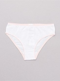 Set van 10 effen slipjes met een gekleurde tailleband - Kiabi