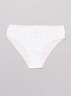 Set van 10 effen slipjes met een gekleurde tailleband - Kiabi