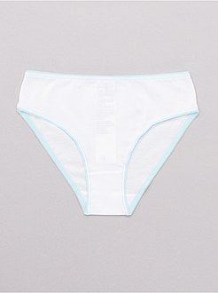 Set van 10 effen slipjes met een gekleurde tailleband - Kiabi