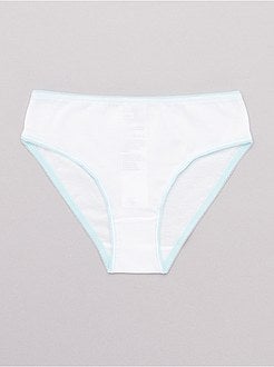 Set van 10 effen slipjes met een gekleurde tailleband - Kiabi