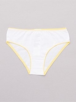 Set van 10 effen slipjes met een gekleurde tailleband - Kiabi