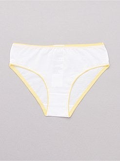 Set van 10 effen slipjes met een gekleurde tailleband - Kiabi