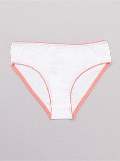 Set van 10 effen slipjes met een gekleurde tailleband - Kiabi