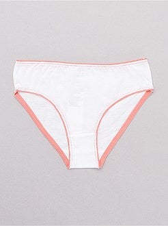 Set van 10 effen slipjes met een gekleurde tailleband - Kiabi