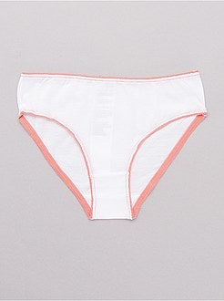 Set van 10 effen slipjes met een gekleurde tailleband - Kiabi