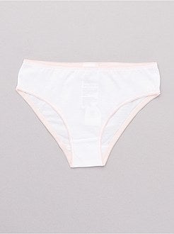 Set van 10 effen slipjes met een gekleurde tailleband - Kiabi