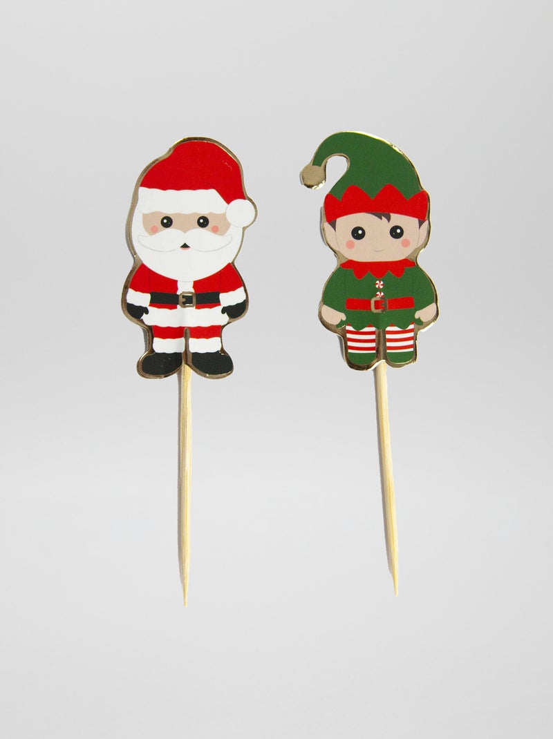 Set van 10 kerstcocktailprikkers ROOD - Kiabi