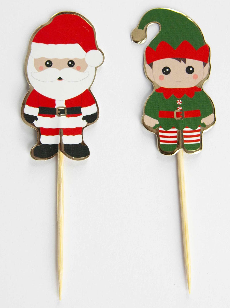 Set van 10 kerstcocktailprikkers ROOD - Kiabi