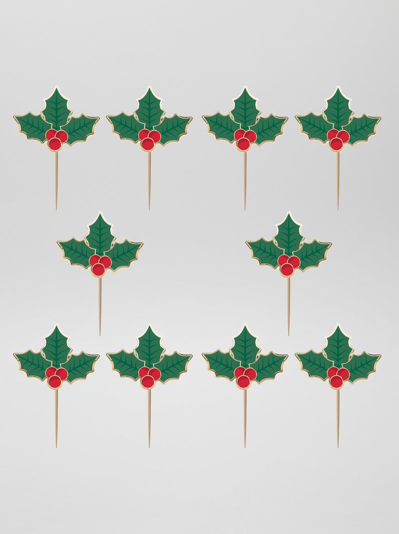 Set van 10 kerstprikkers ROOD - Kiabi