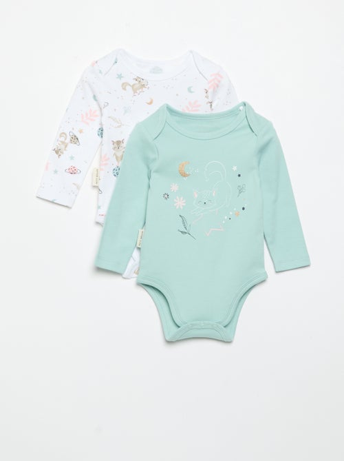 Set van 2 bedrukte rompertjes 'Petit Béguin' - Kiabi