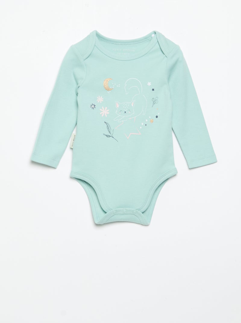 Set van 2 bedrukte rompertjes 'Petit Béguin' Groen - Kiabi