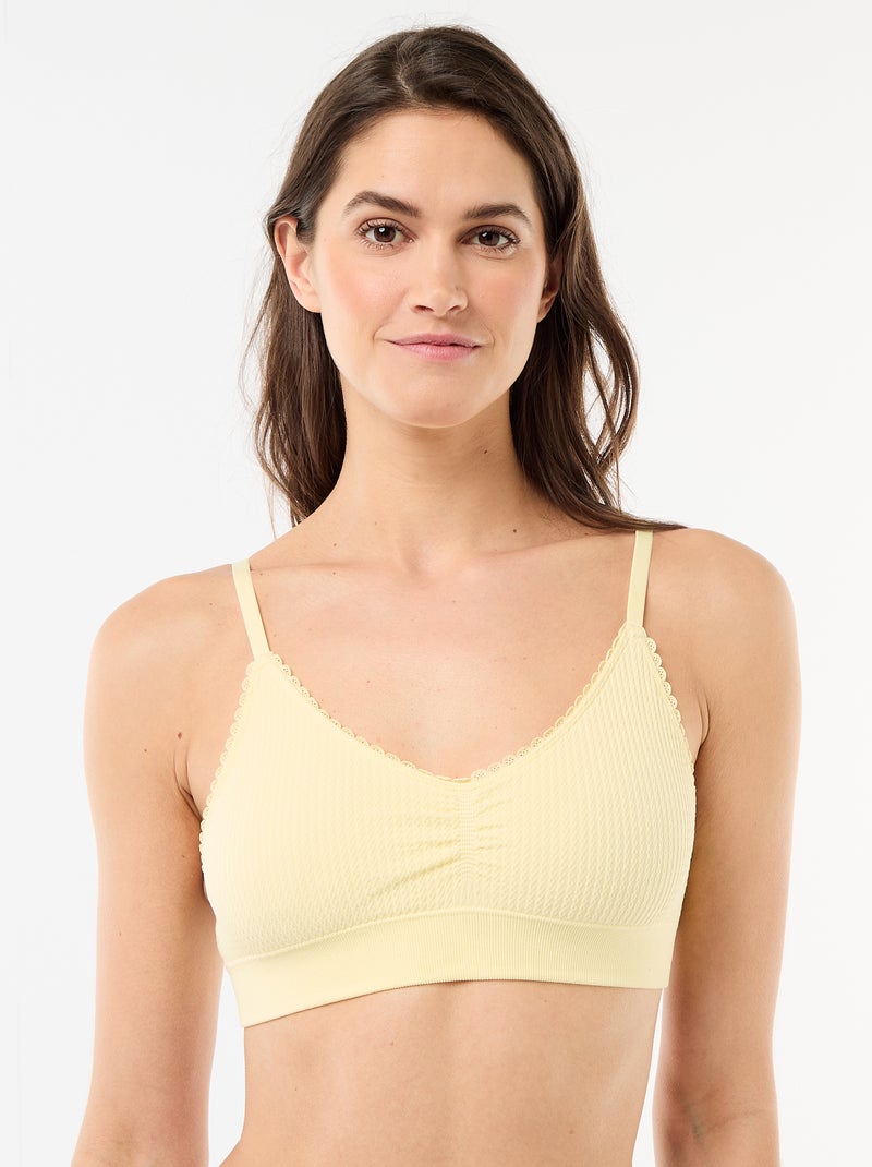 Set van 2 beha's van ribtricot Geel - Kiabi