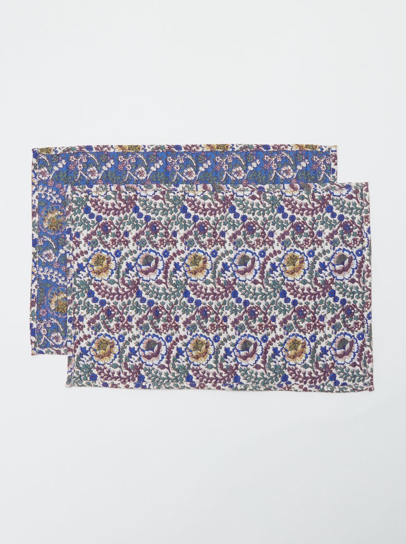 Set van 2 bloemige placemats (32x45 cm) - Kiabi Home BLAUW - Kiabi