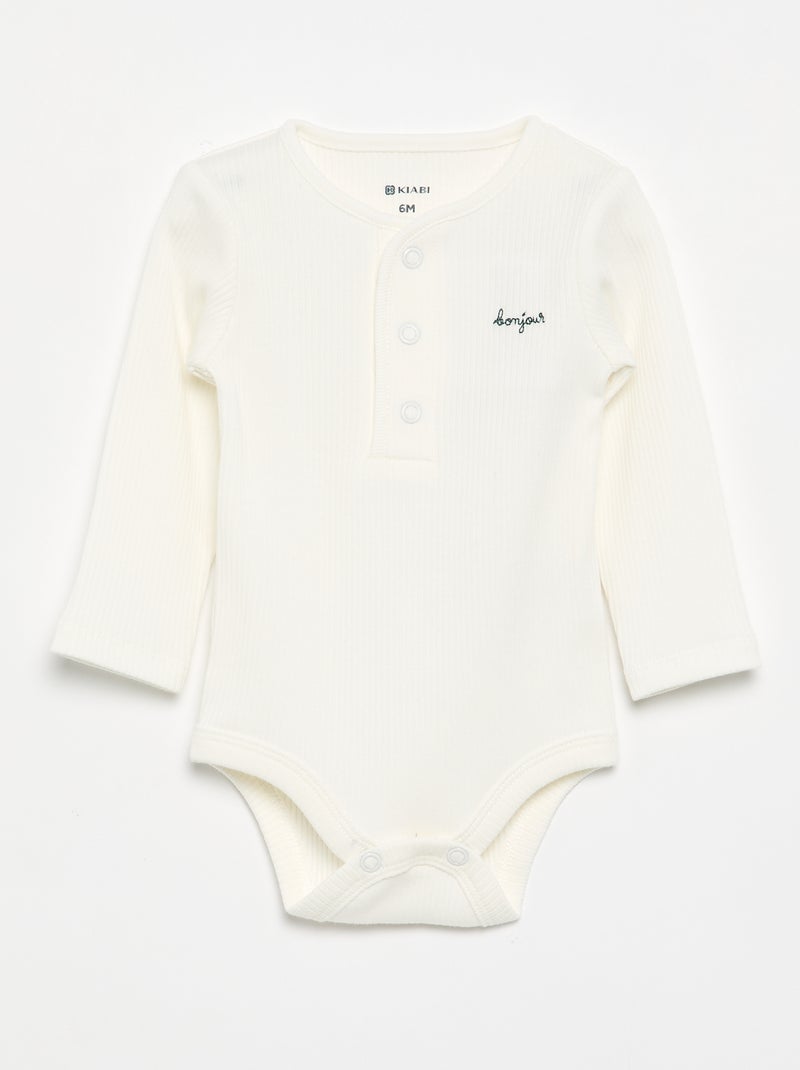 Set van 2 bodies van ribtricot Wit - Kiabi