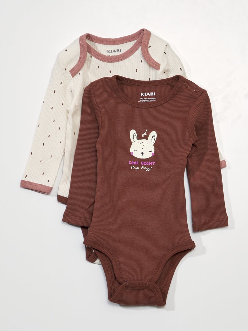 Set van 2 body's van ribstof WIT - Kiabi