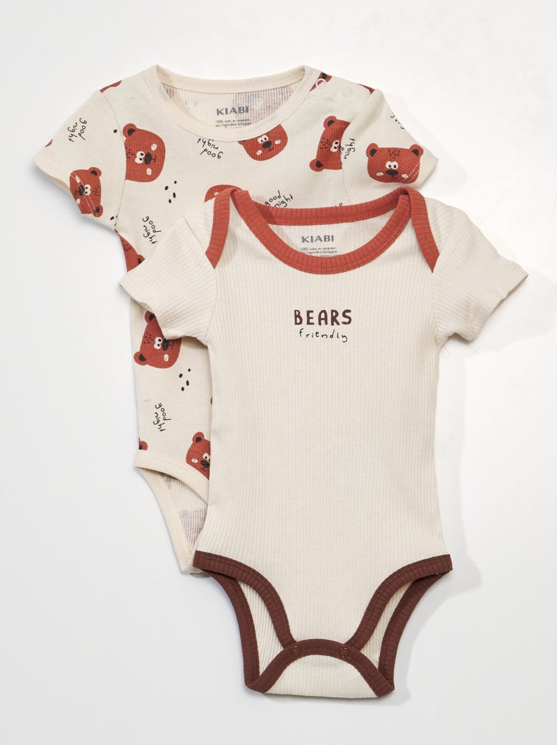 Set van 2 body's van ribstof WIT - Kiabi