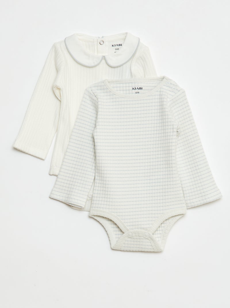 Set van 2 body's van ribstof Wit - Kiabi
