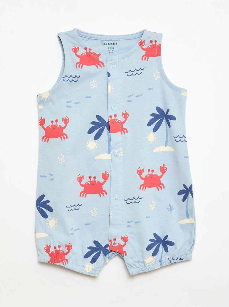 Set van 2 dunne slaappakken met drukknoopsluiting Blauw - Kiabi