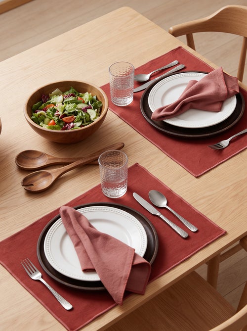 Set van 2 effen 2-in-1 placemats/servetten 32 x 40 cm - Kiabi Home - Kiabi Set van 2 effen 2-in-1 placemats/servetten 32 x 40 cm - Kiabi Home - Kiabi