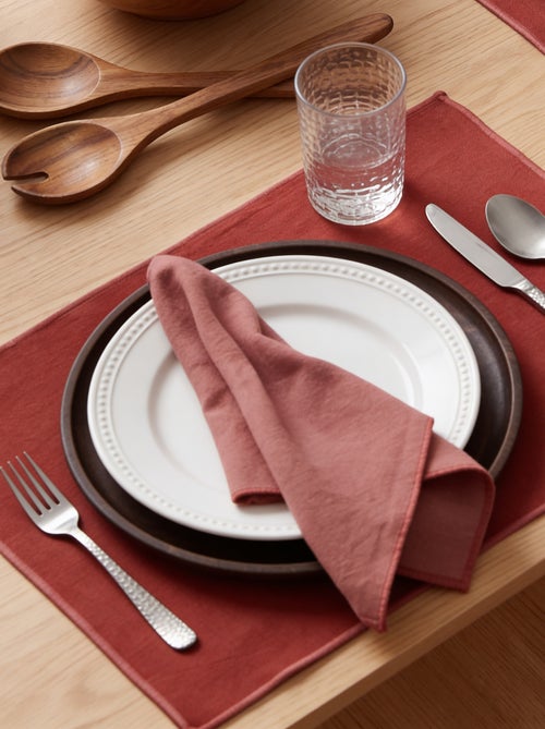 Set van 2 effen 2-in-1 placemats/servetten 32 x 40 cm - Kiabi Home - Kiabi Set van 2 effen 2-in-1 placemats/servetten 32 x 40 cm - Kiabi Home - Kiabi